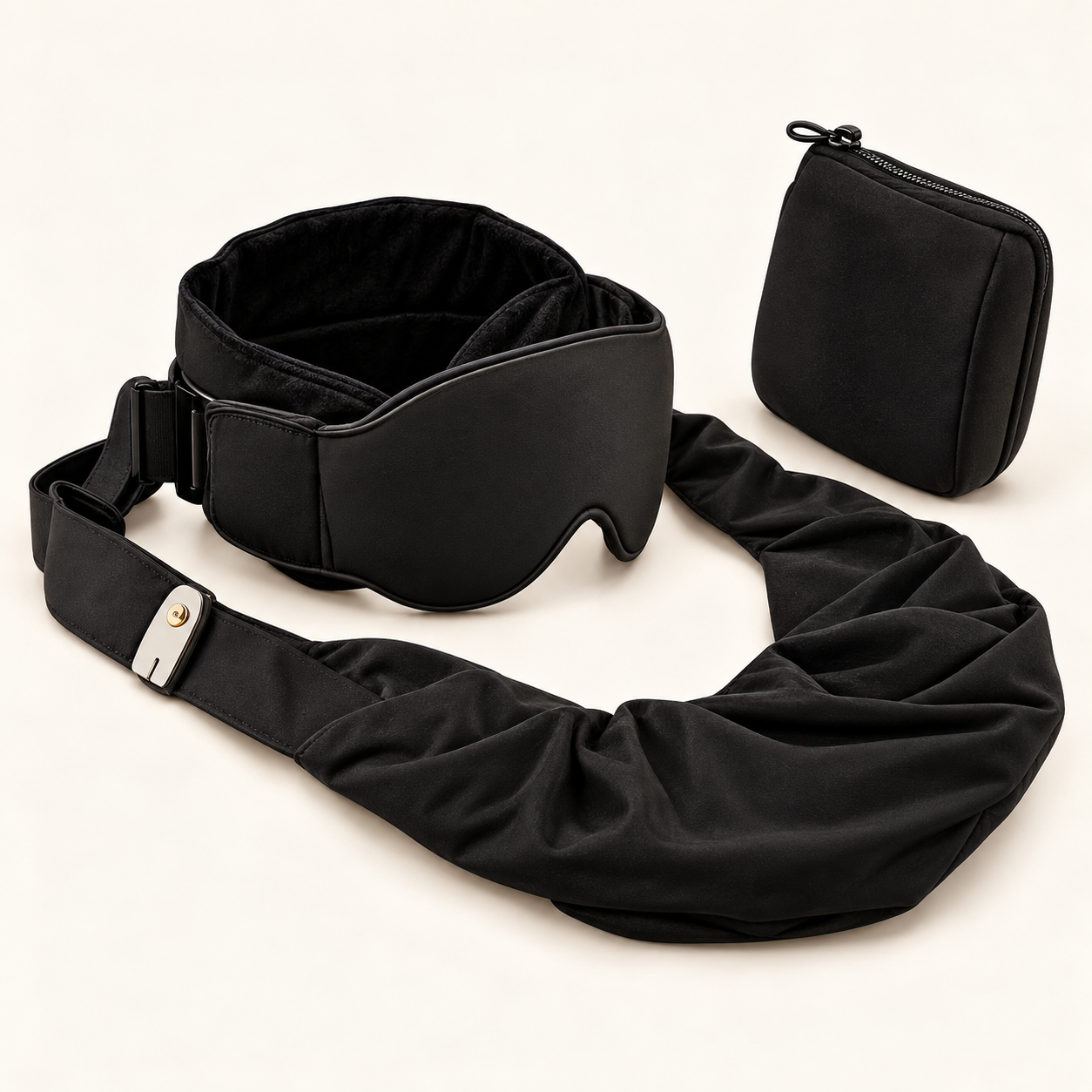One complete black flight rest support set with storage pouch