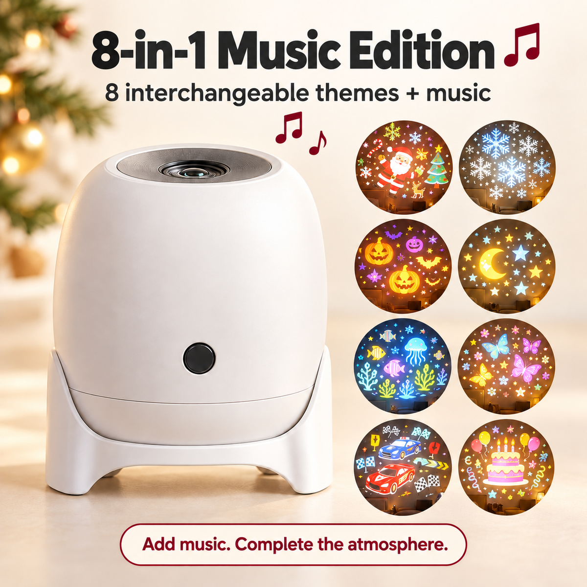 ✨Moving Holiday Pattern Projector – 8-Theme & Music Options