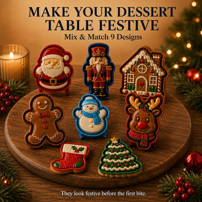 🎄 Christmas Mini Pie Moulds – 8 Festive Embossed Designs-1