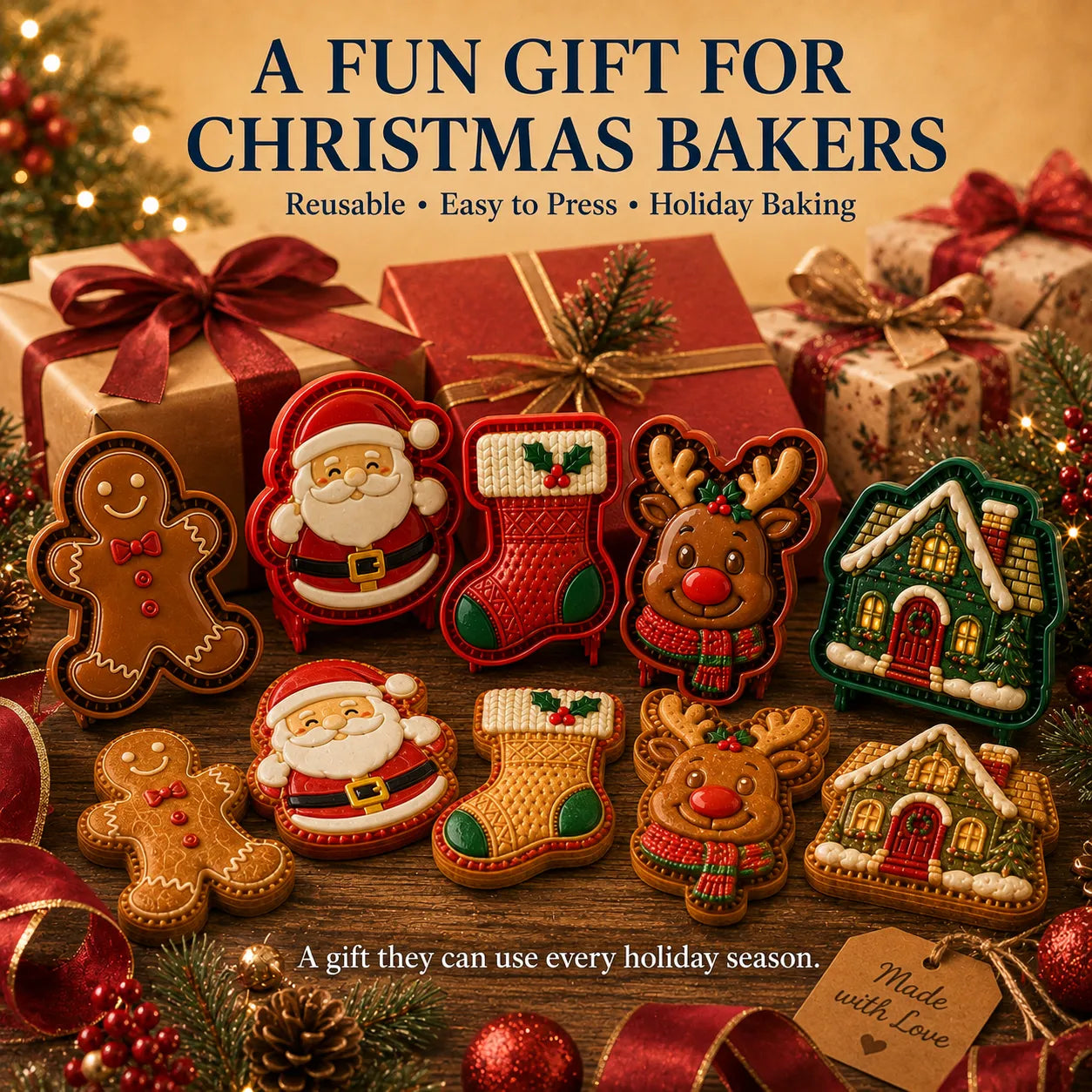 🎄 Christmas Mini Pie Moulds – 8 Festive Embossed Designs-1