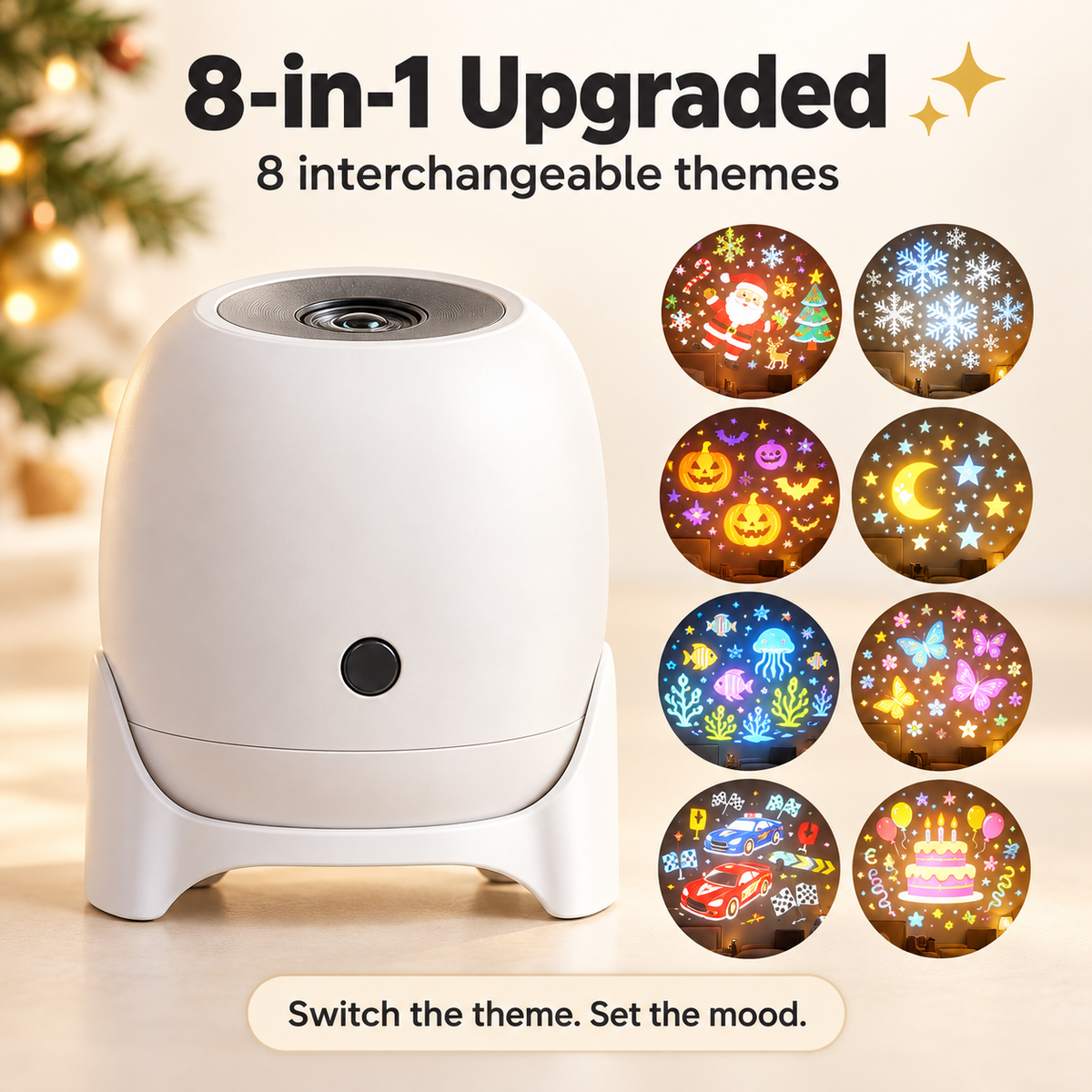 ✨Moving Holiday Pattern Projector – 8-Theme & Music Options