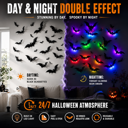 3D LED Bat Wall Decor – Light-Up Halloween Bat Stickers-1