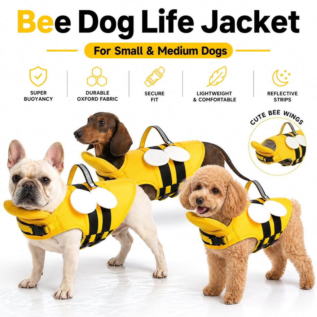 Small Dog Shark Fin Swim Vest with Easy-Grab Handle-1