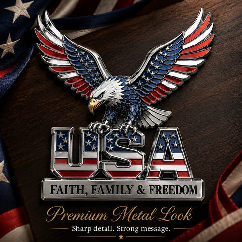 🇺🇸250th Anniversary 49% OFF - ★A Patriot's Legacy: The Premium "Faith, Family, Freedom" Metal Crest