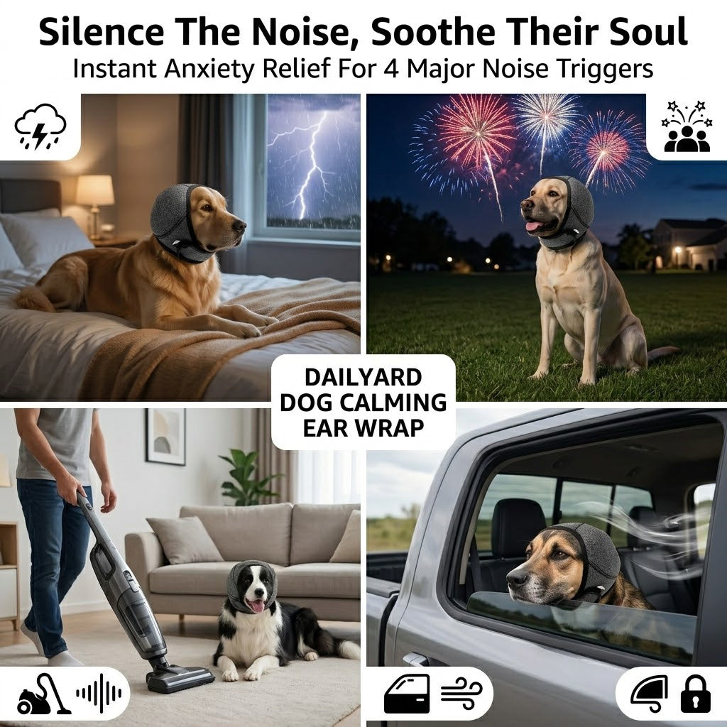 No More Shivering from Thunder & Dryers! ❤️ Dailyard Dog Calming Ear Wrap for Instant Anxiety Relief