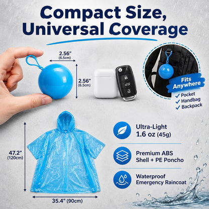 🎁Buy 1, Get 2 FREE – Always-Ready Portable Rain Poncho | Compact, Reusable & Clip-On