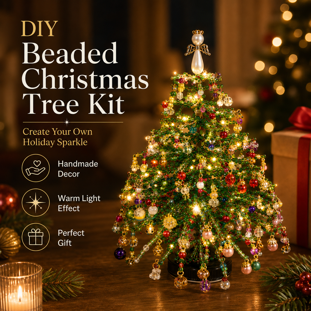 🎄✨ DIY Beaded Christmas Tree Kit – 🎅Create Your Own Sparkling Holiday Decoration