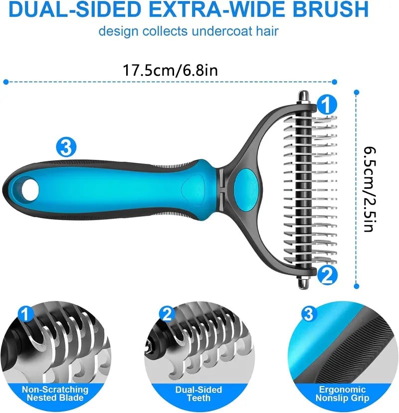 Revairau™ 2-in-1 Pet Grooming Brush - Hurtless Deshedding & Dematting Tool