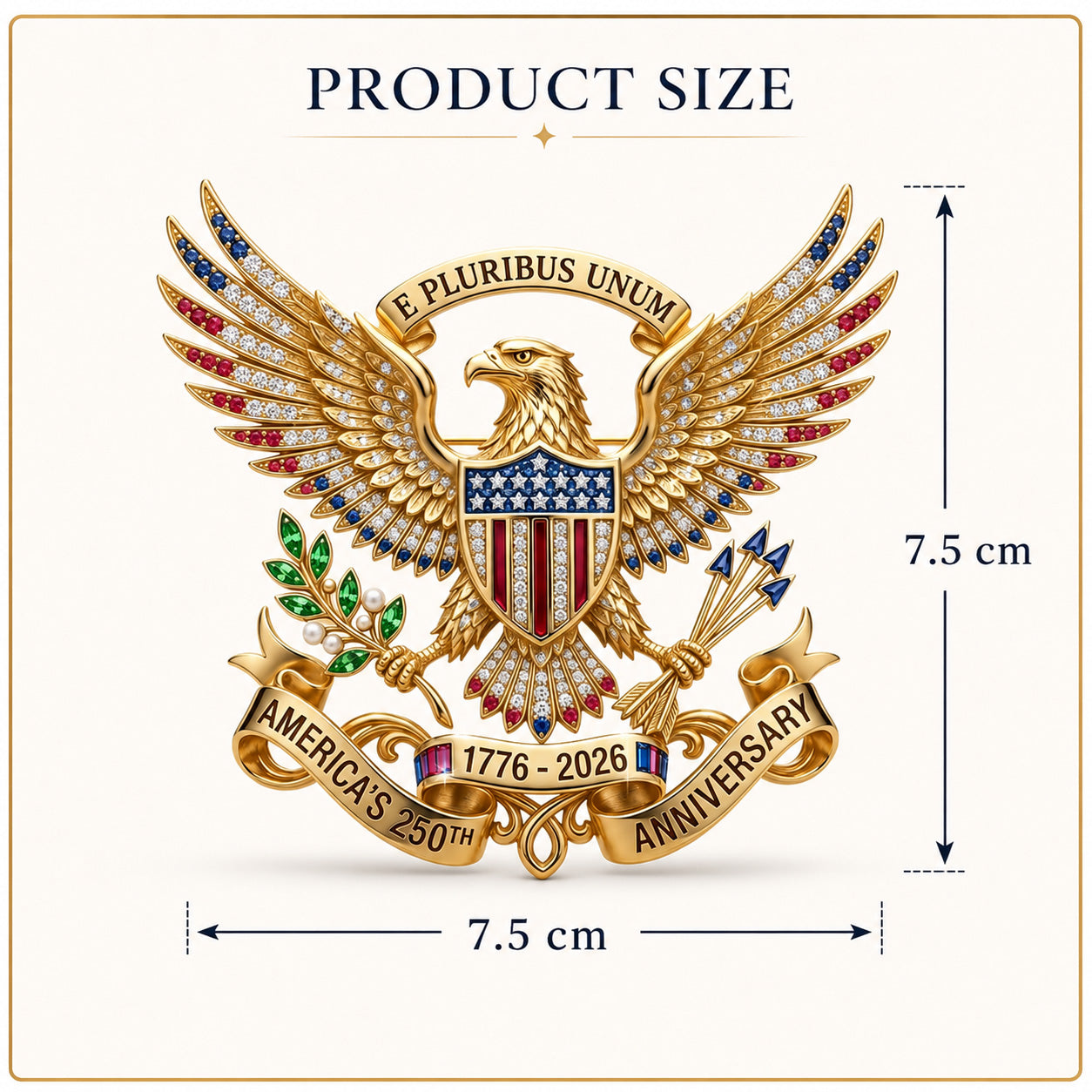Premium 1776-2026 US 250th Anniversary Commemorative Brooch Pin