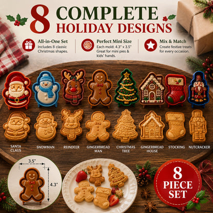 🎄 Christmas Mini Pie Moulds – 8 Festive Embossed Designs-1