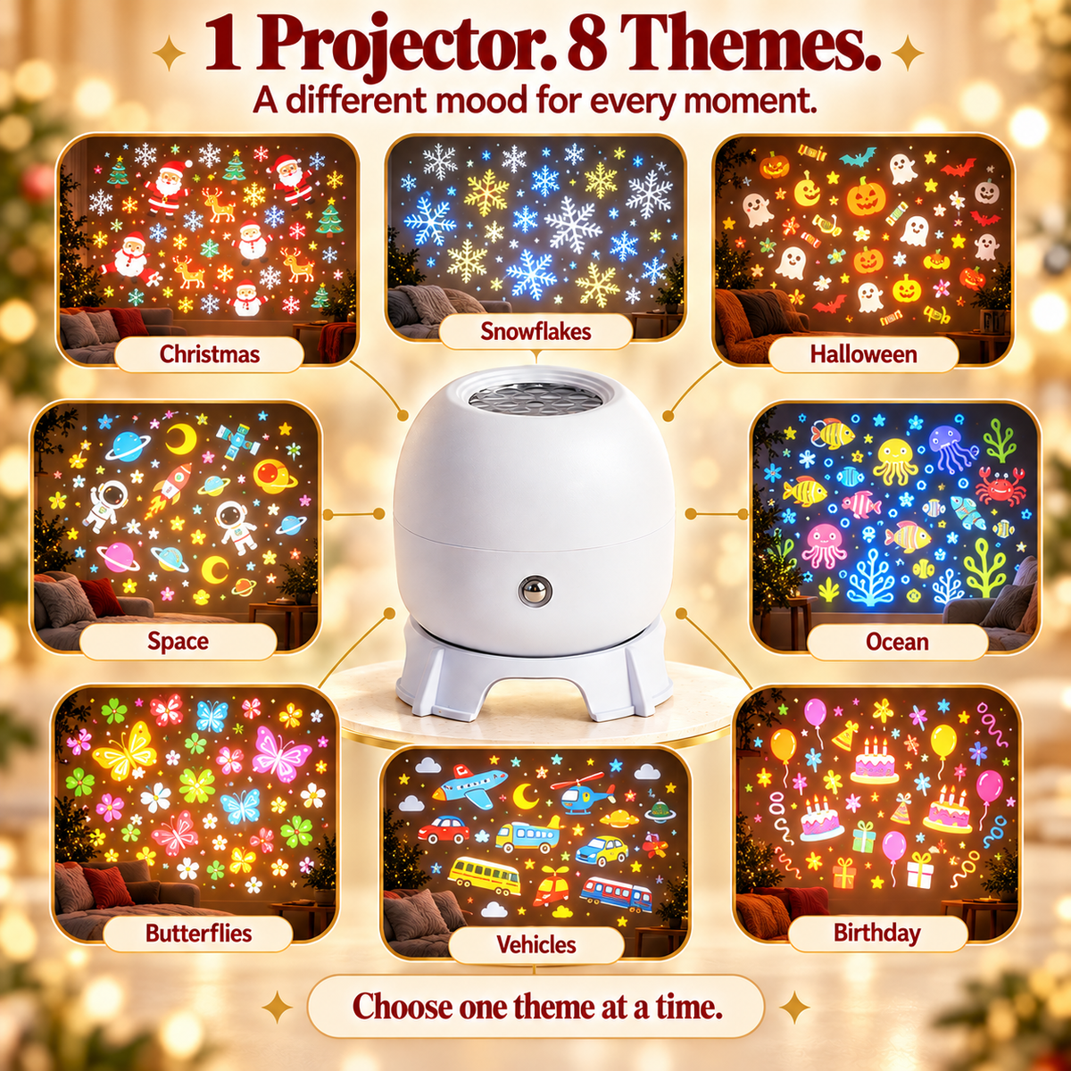 ✨Moving Holiday Pattern Projector – 8-Theme & Music Options