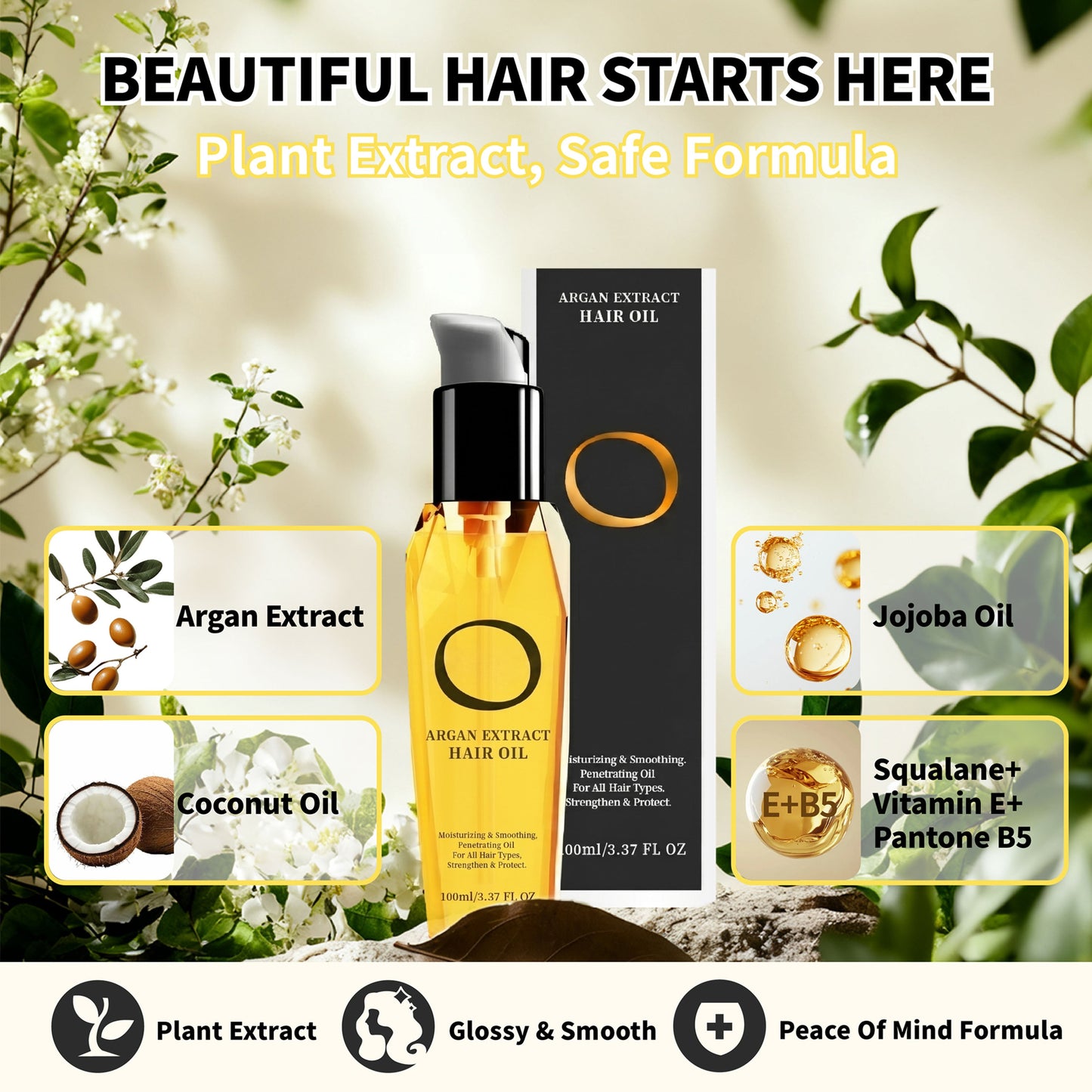 🔥 [50% OFF] Argan & Coconut Hair Elixir | Anti-Frizz & Repair (3.4 oz)-1