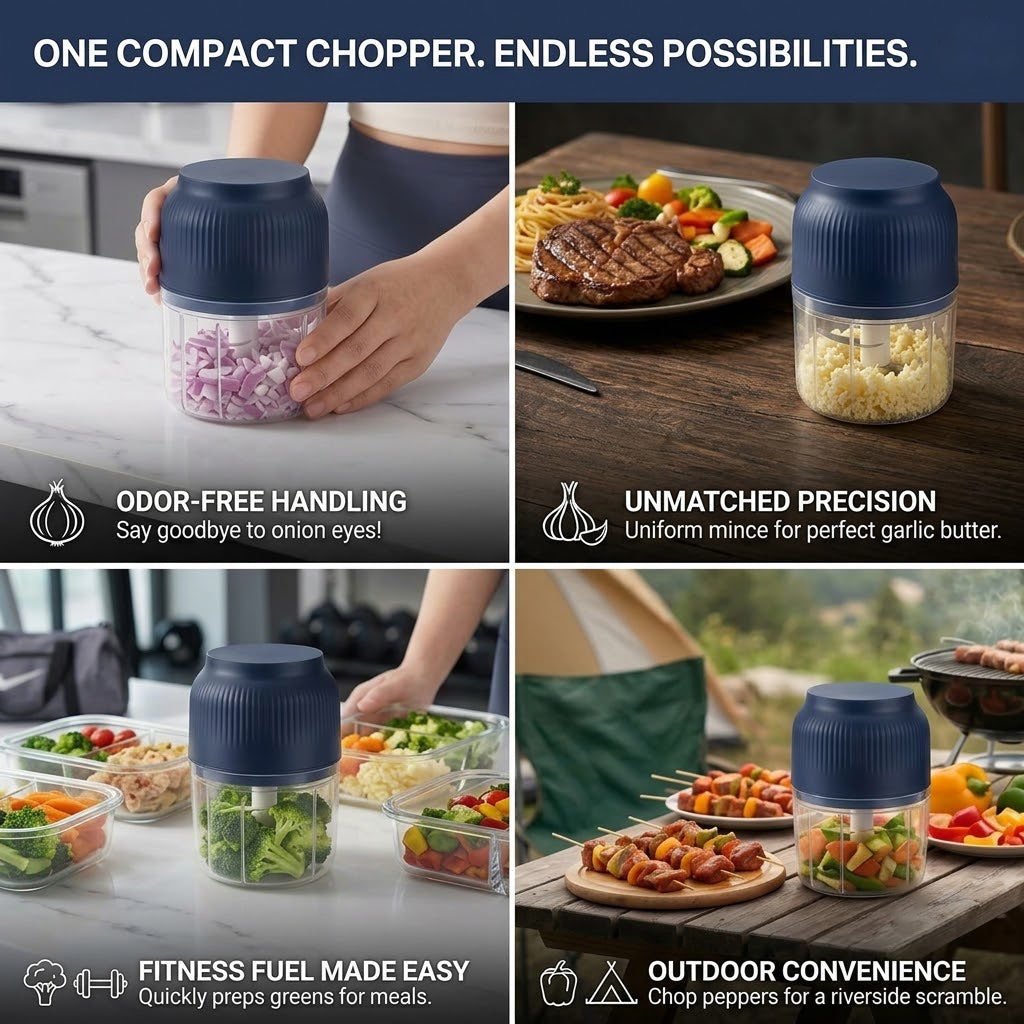 🔥 Flash Sale 50% OFF: Electric Mini Food Chopper | USB Rechargeable, 100% Waterproof-1