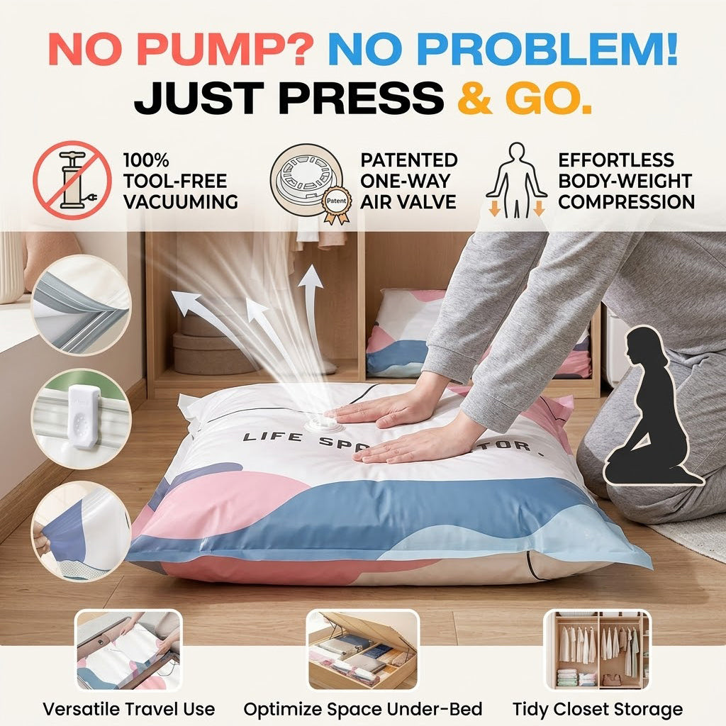 ✨The 3-Second Magic Compression Bag | No Pump, Just Press & Save Space!