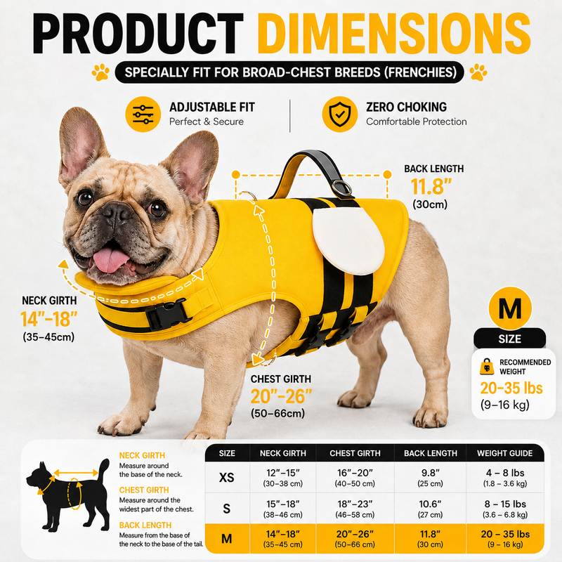 Adjustable small dog swim vest straps