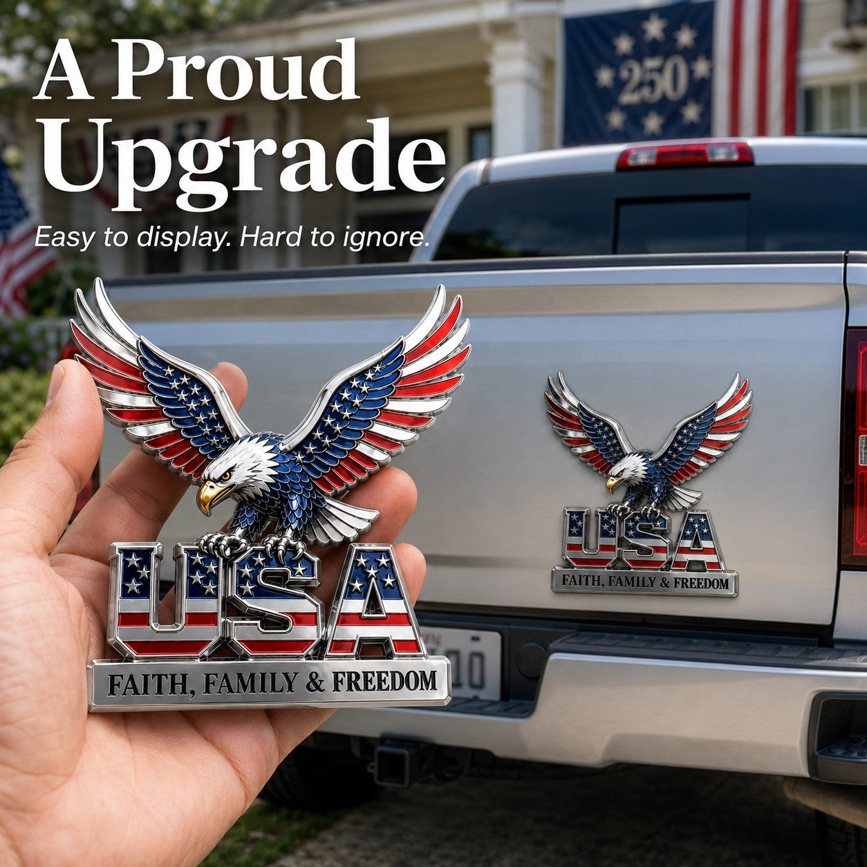 🇺🇸250th Anniversary 49% OFF - ★A Patriot's Legacy: The Premium "Faith, Family, Freedom" Metal Crest
