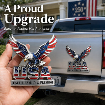 🇺🇸250th Anniversary 49% OFF - ★A Patriot's Legacy: The Premium "Faith, Family, Freedom" Metal Crest