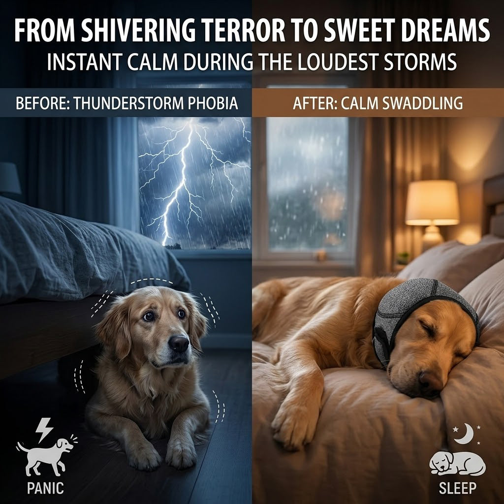 No More Shivering from Thunder & Dryers! ❤️ Dailyard Dog Calming Ear Wrap for Instant Anxiety Relief