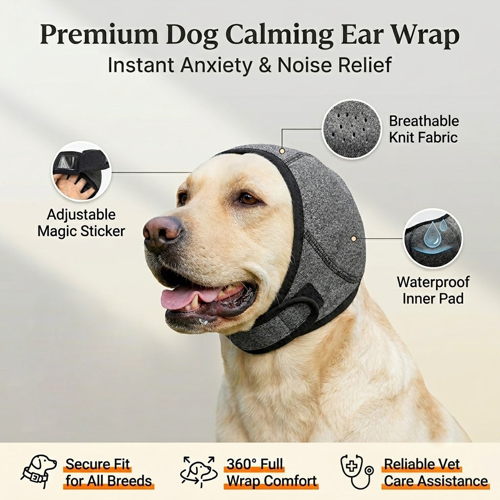No More Shivering from Thunder & Dryers! ❤️ Dailyard Dog Calming Ear Wrap for Instant Anxiety Relief
