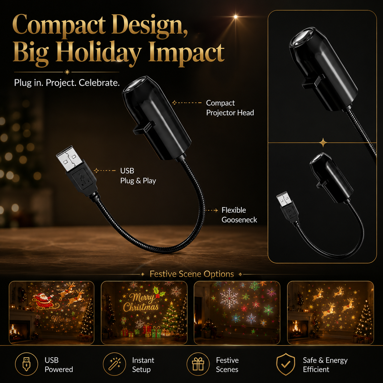 🎁 [Buy 1 Get 1 Free] Bring Christmas Magic Home – A Little Projector for Warm Family Nights