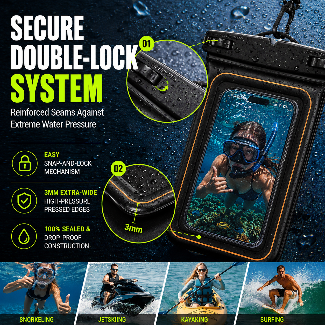 Floating Waterproof Phone Pouch – Touchscreen Dry Case for Beach, Pool & Boat Trips-1