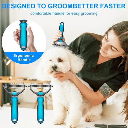 Revairau™ 2-in-1 Pet Grooming Brush - Hurtless Deshedding & Dematting Tool