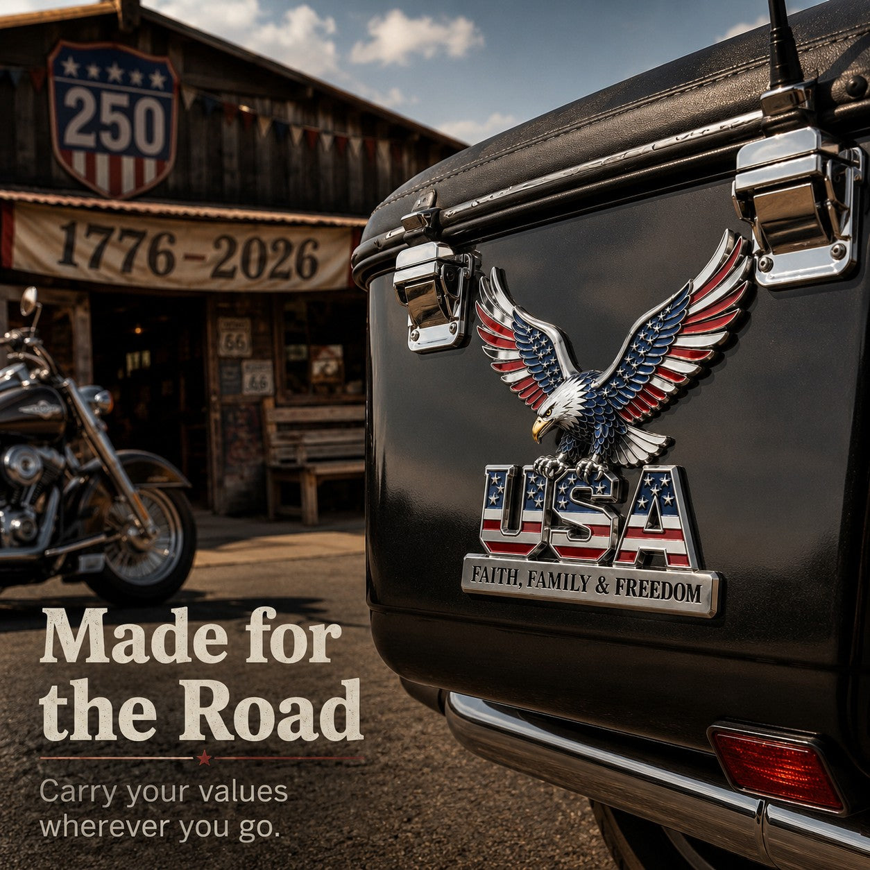 🇺🇸250th Anniversary 49% OFF - ★A Patriot's Legacy: The Premium "Faith, Family, Freedom" Metal Crest