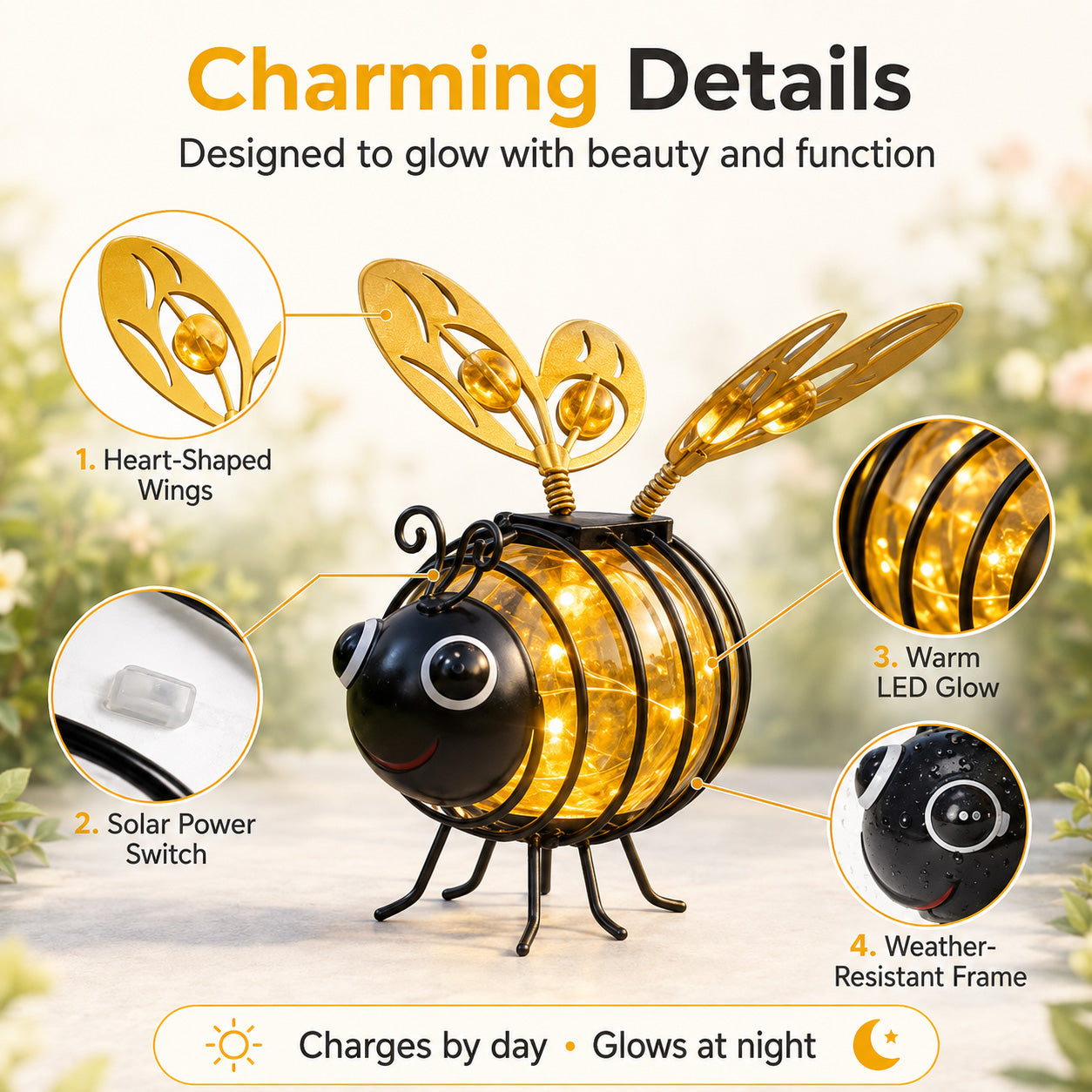 Bring Your Garden to Life Tonight — Solar Powered Hanging Bee Light-1