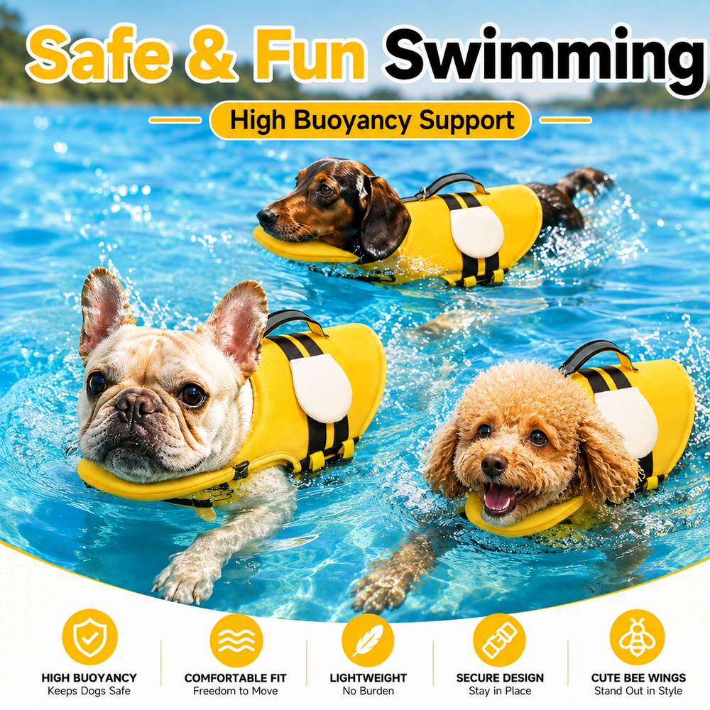 Small Dog Shark Fin Swim Vest with Easy-Grab Handle