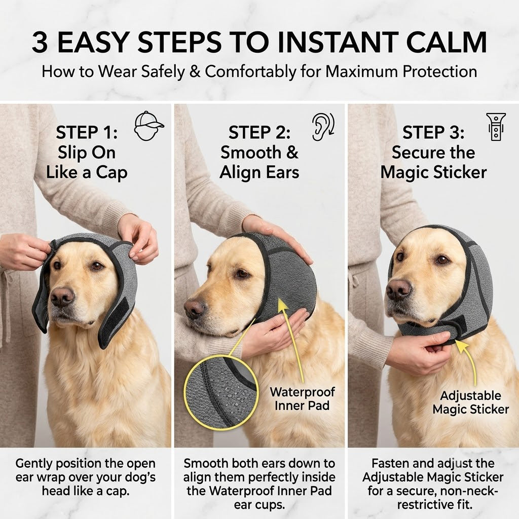 No More Shivering from Thunder & Dryers! ❤️ Dailyard Dog Calming Ear Wrap for Instant Anxiety Relief