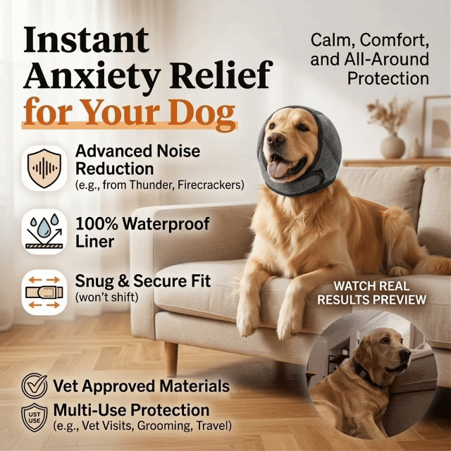 No More Shivering from Thunder & Dryers! ❤️ Dailyard Dog Calming Ear Wrap for Instant Anxiety Relief