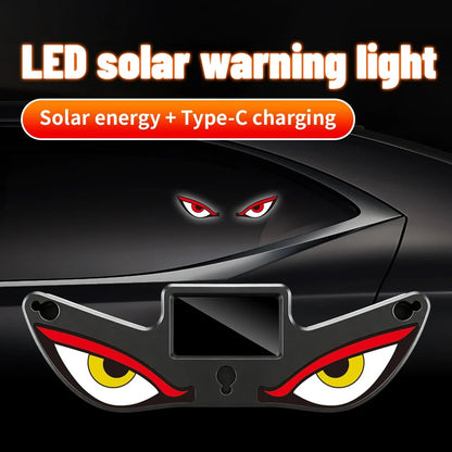 Solar LED Devil Eye Light - Auto-On/Off Wireless Car Decoration