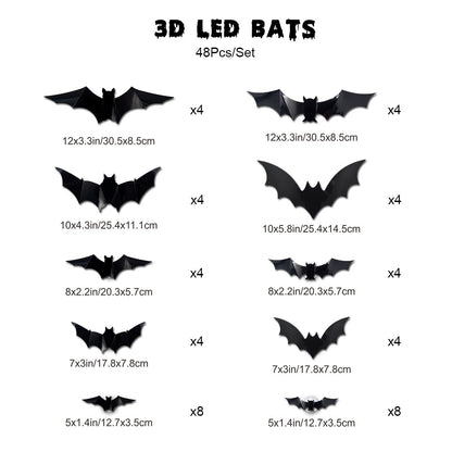 3D LED Bat Wall Decor – Light-Up Halloween Bat Stickers-1