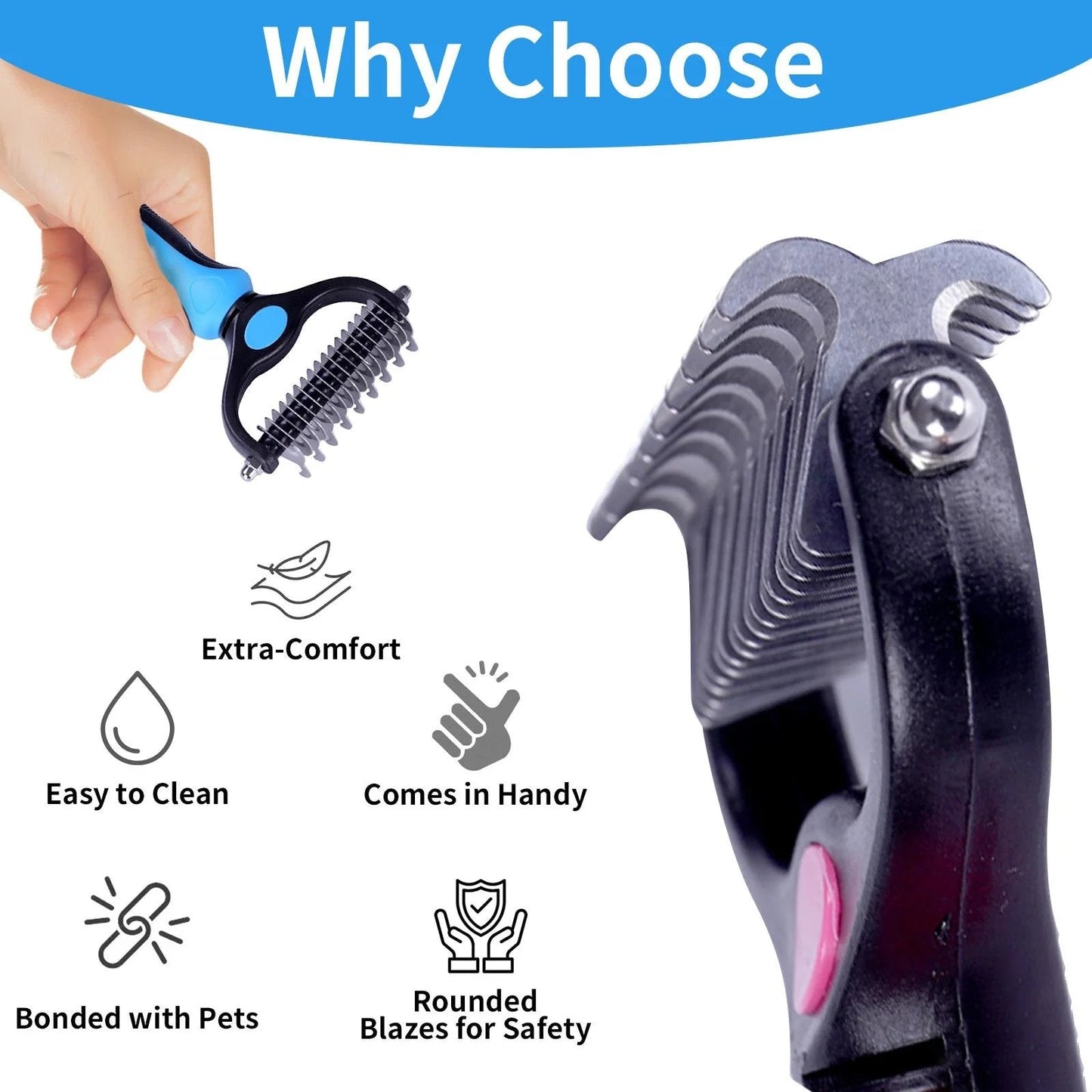 Revairau™ 2-in-1 Pet Grooming Brush - Hurtless Deshedding & Dematting Tool