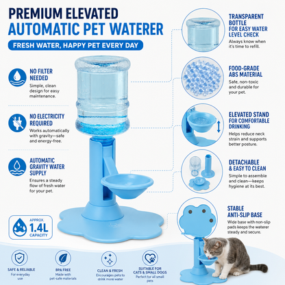 💧 50% OFF — Elevated Automatic Pet Waterer for Cats & Small Dogs 🐶🐱