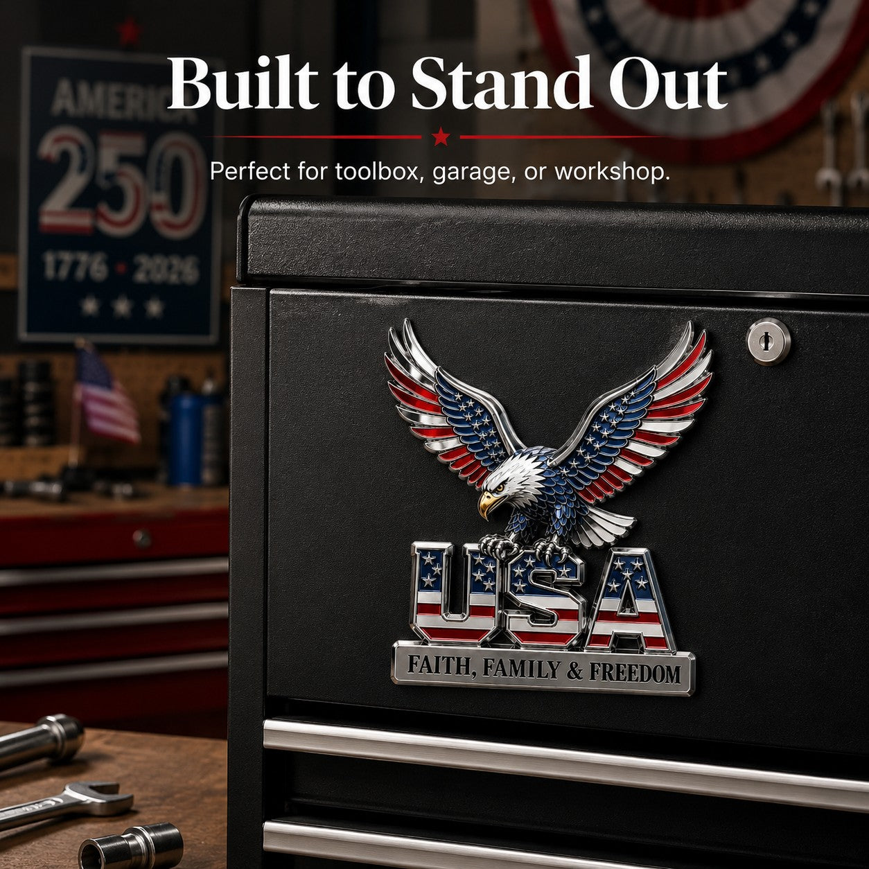 🇺🇸250th Anniversary 49% OFF - ★A Patriot's Legacy: The Premium "Faith, Family, Freedom" Metal Crest