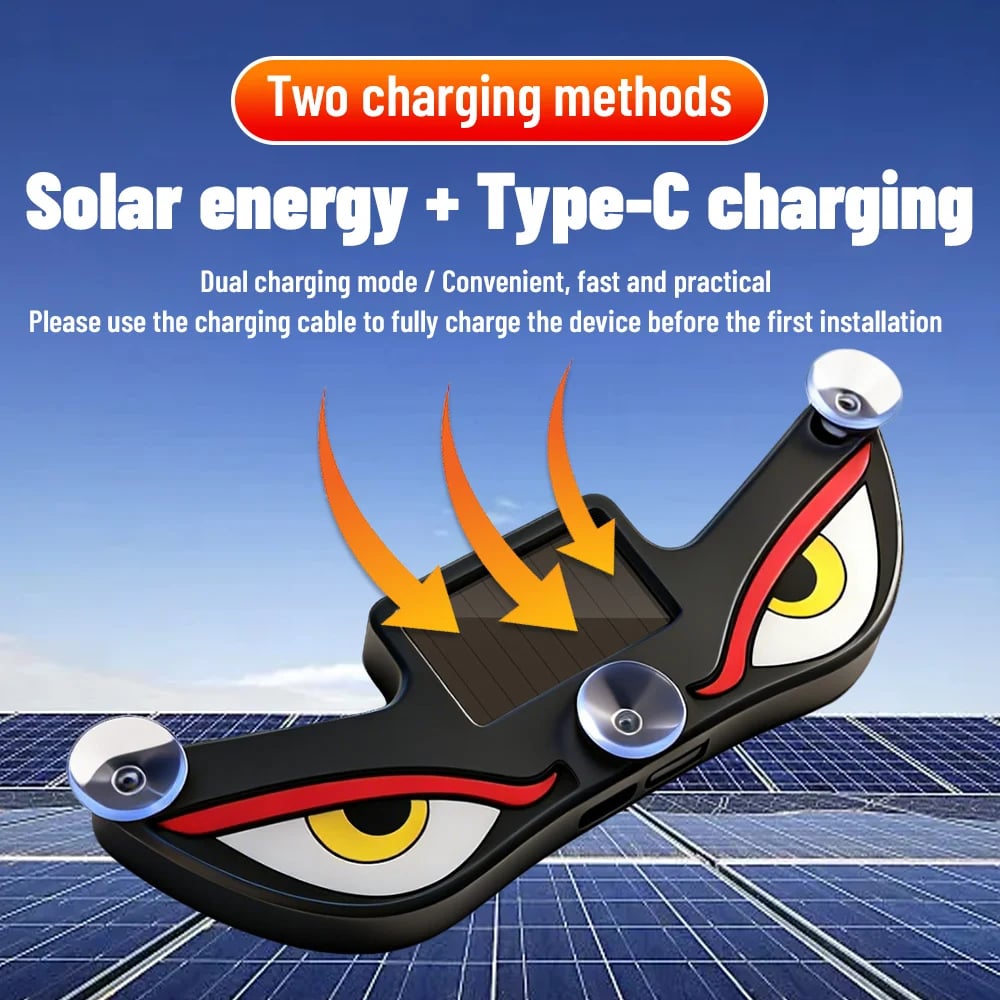 Solar LED Devil Eye Light - Auto-On/Off Wireless Car Decoration