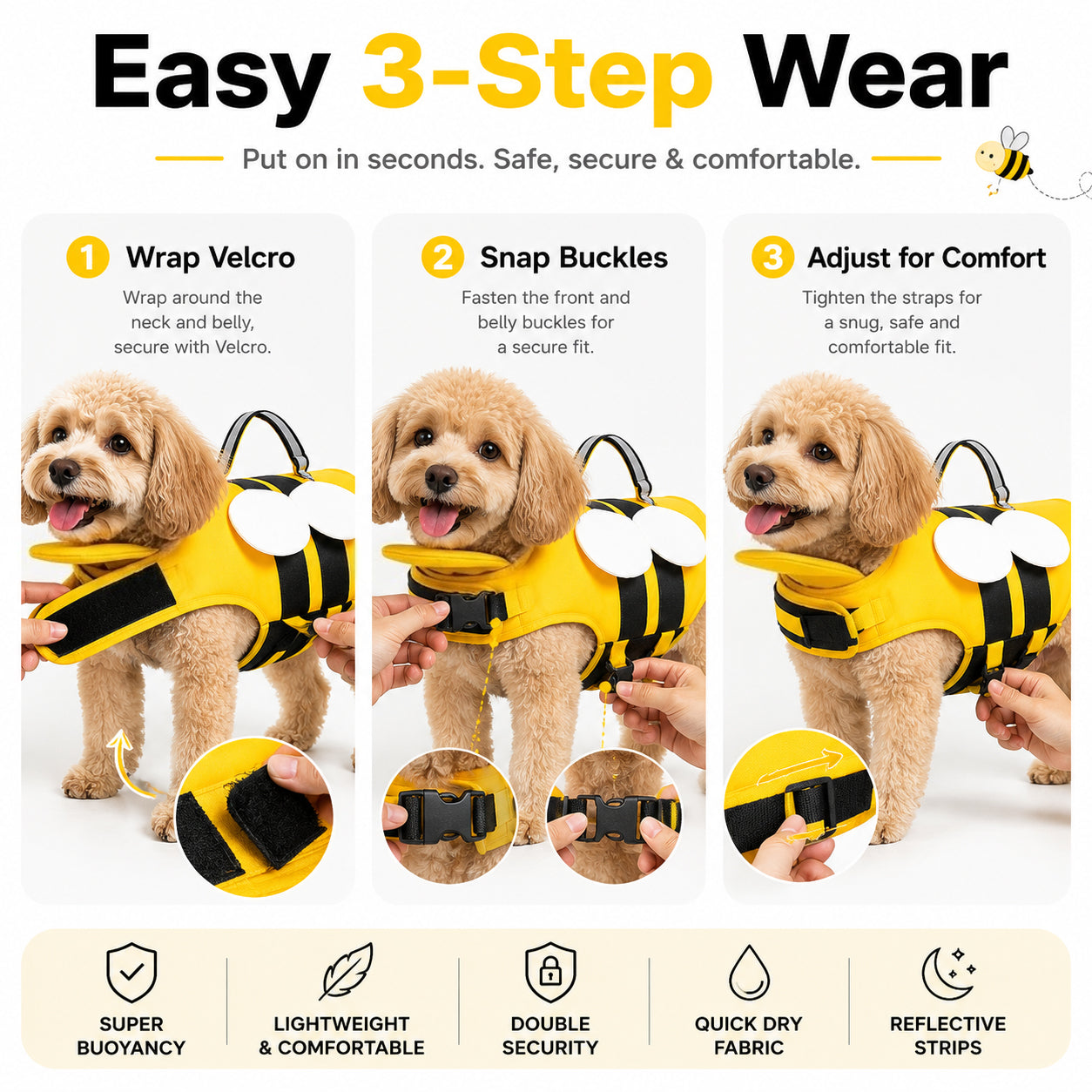 Small Dog Shark Fin Swim Vest with Easy-Grab Handle-1