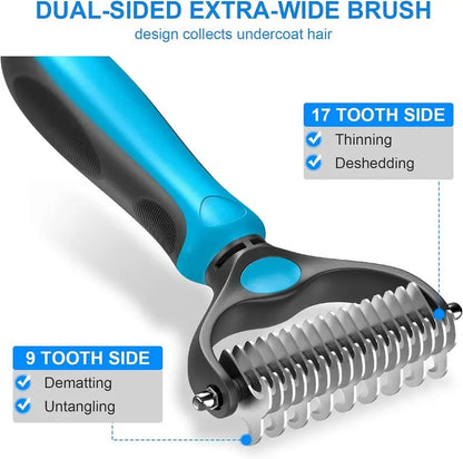 Revairau™ 2-in-1 Pet Grooming Brush - Hurtless Deshedding & Dematting Tool