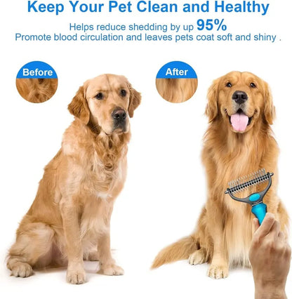 Revairau™ 2-in-1 Pet Grooming Brush - Hurtless Deshedding & Dematting Tool