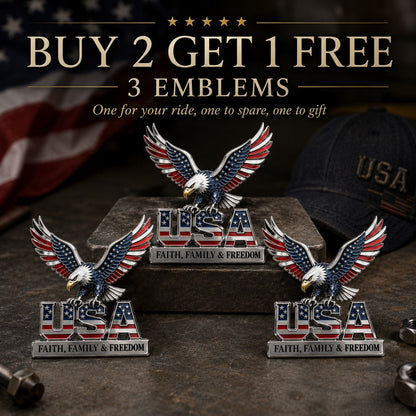 🇺🇸250th Anniversary 49% OFF - ★A Patriot's Legacy: The Premium "Faith, Family, Freedom" Metal Crest