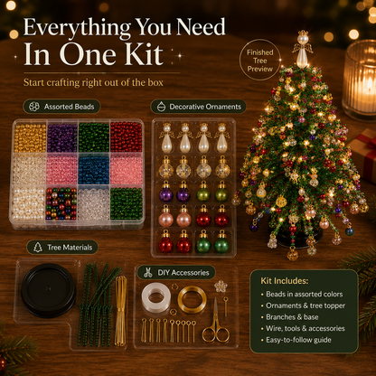 🎄✨ DIY Beaded Christmas Tree Kit – 🎅Create Your Own Sparkling Holiday Decoration