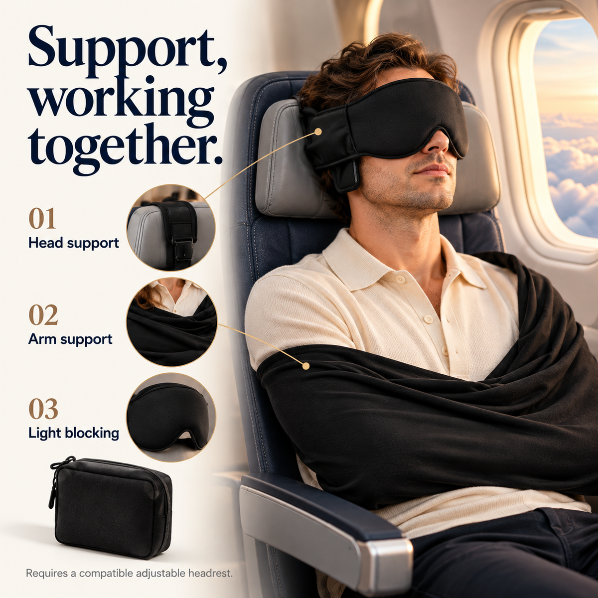 The Flight Rest Essential — Premium 3-in-1 Head & Arm Support-1