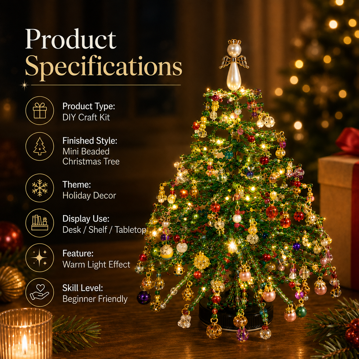🎄✨ DIY Beaded Christmas Tree Kit – 🎅Create Your Own Sparkling Holiday Decoration