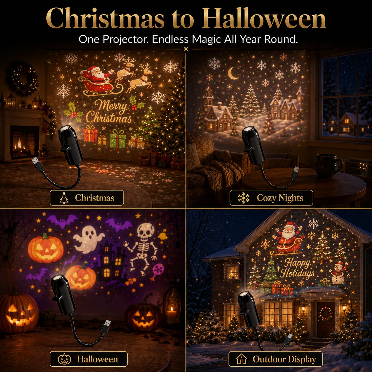 🎁 [Buy 1 Get 1 Free] Bring Christmas Magic Home – A Little Projector for Warm Family Nights