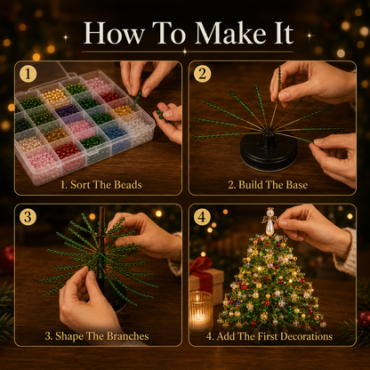 🎄✨ DIY Beaded Christmas Tree Kit – 🎅Create Your Own Sparkling Holiday Decoration