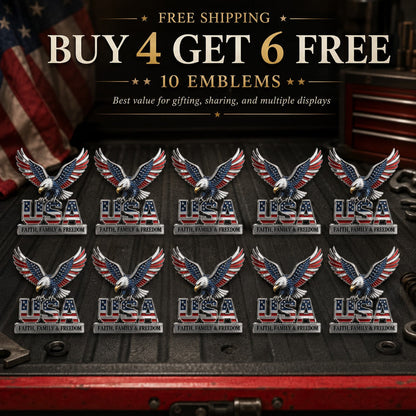 🇺🇸250th Anniversary 49% OFF - ★A Patriot's Legacy: The Premium "Faith, Family, Freedom" Metal Crest