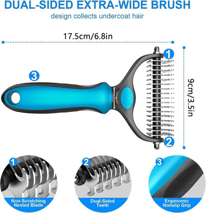 Revairau™ 2-in-1 Pet Grooming Brush - Hurtless Deshedding & Dematting Tool