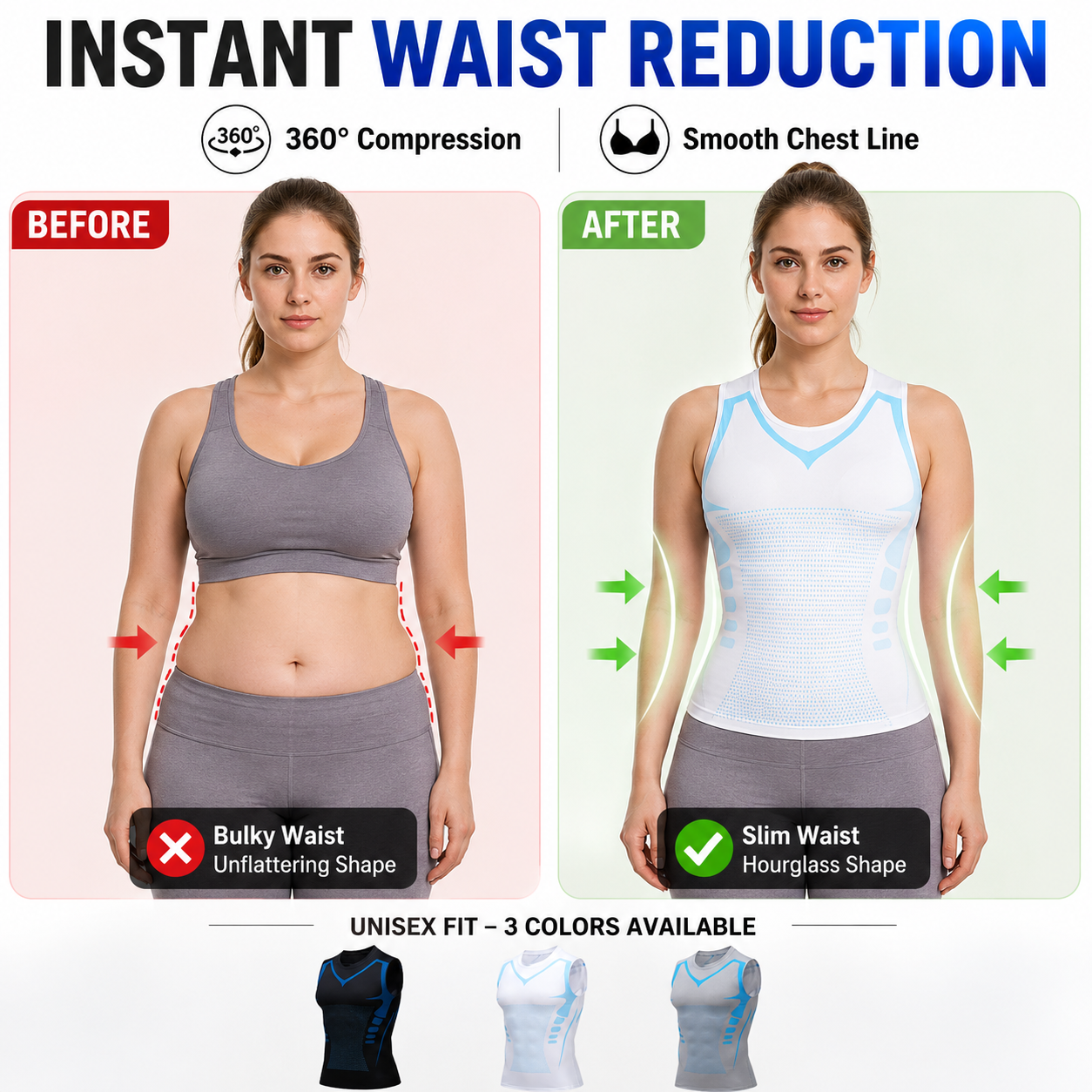 Lightweight 360° Sculpting Compression Top – Smooth Chest & Waist, Move Comfortably & Look Sharper