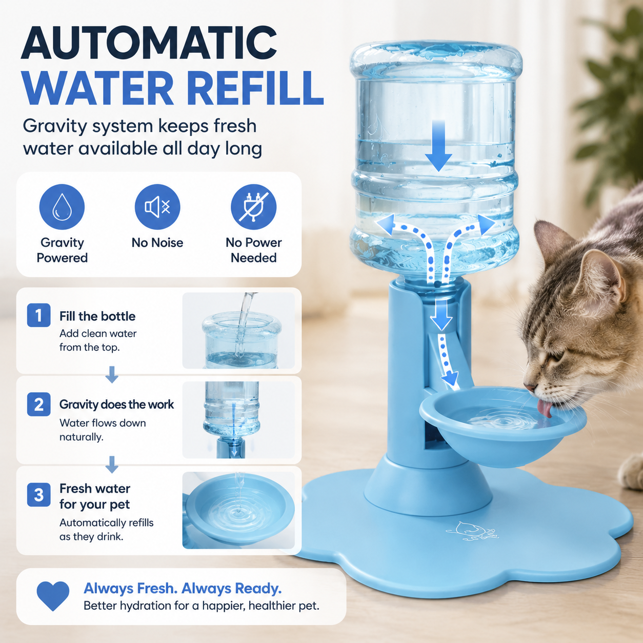 💧 50% OFF — Elevated Automatic Pet Waterer for Cats & Small Dogs 🐶🐱